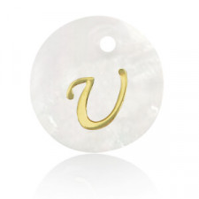Shell pendant 15mm letter U Gold-White